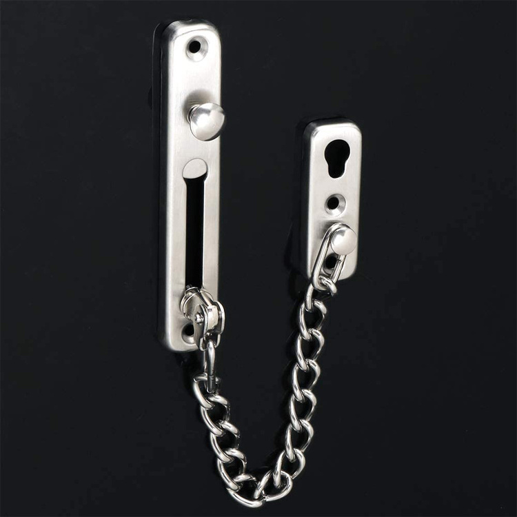 Stainless steel home  security hotel chain door guard with spring anti-theft lock