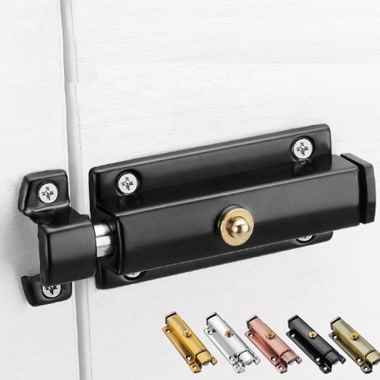 Stainless steel Automatic spring door latch button wooden anti-theft bathroom door latch