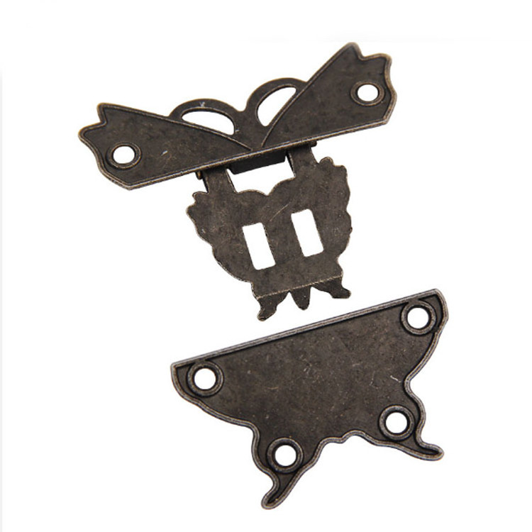 60X52mm Butterfly Design Antique Bronze Hasp Latch Jewelry Wooden Cabinet Buckle Case Locks Handle Hardware Accessory