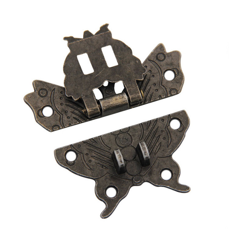 60X52mm Butterfly Design Antique Bronze Hasp Latch Jewelry Wooden Cabinet Buckle Case Locks Handle Hardware Accessory