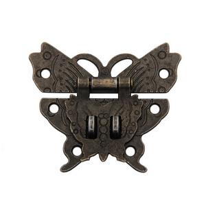 60X52mm Butterfly Design Antique Bronze Hasp Latch Jewelry Wooden Cabinet Buckle Case Locks Handle Hardware Accessory