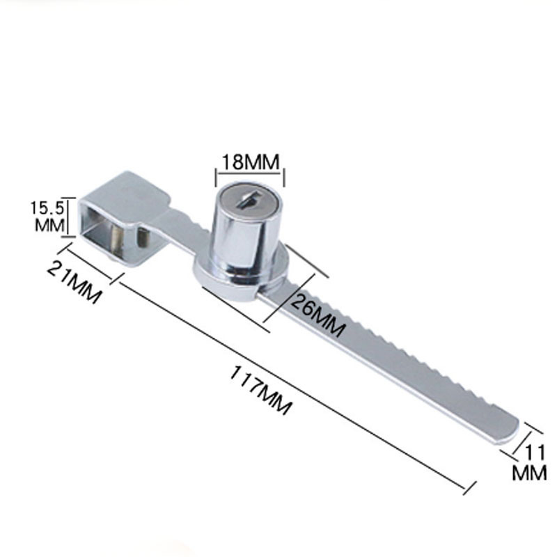 Durable Showcase Display Cabinet Sliding Glass Door Window Lock With 2 Keys