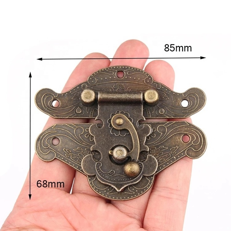 85*68mm Latch Hardware Lock Antique Wood Chest Alloy Hasp Buckle Large Wooden Wine Box Gift Accessories Ancient Clasp