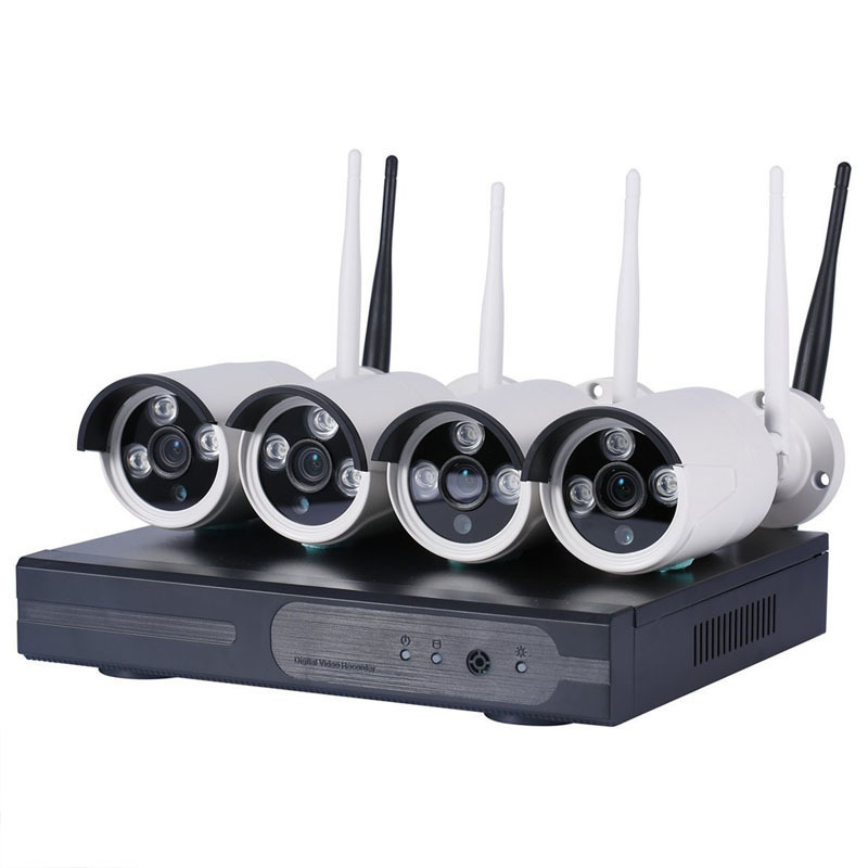 WiFi IP Outdoor Home Security 4 Channel HD Wireless Security Camera System Kits for Villa, Home, Office, Shop, Warehouse