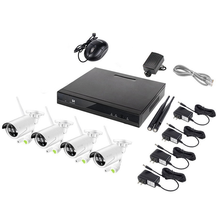 WiFi IP Outdoor Home Security 4 Channel HD Wireless Security Camera System Kits for Villa, Home, Office, Shop, Warehouse