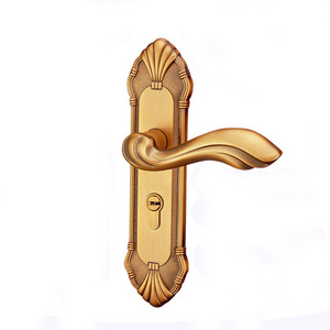 Indoor household universal bedroom European style mute door handle vintage wooden brass door lock door knob lock