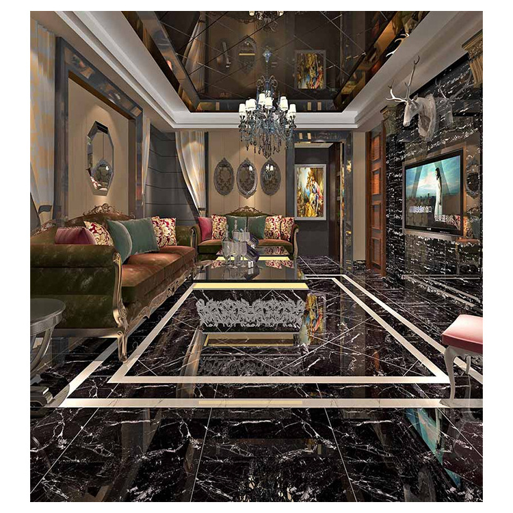 Fashion China Classic Glazed Polished Antique Luxury Black Marble Tile for Floor