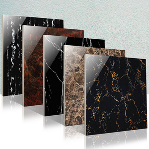 60x60 80x80 Glossy Marble Floor Tiles  Polished Glazed Porcelanto Porcelain Black Ceramic Tile