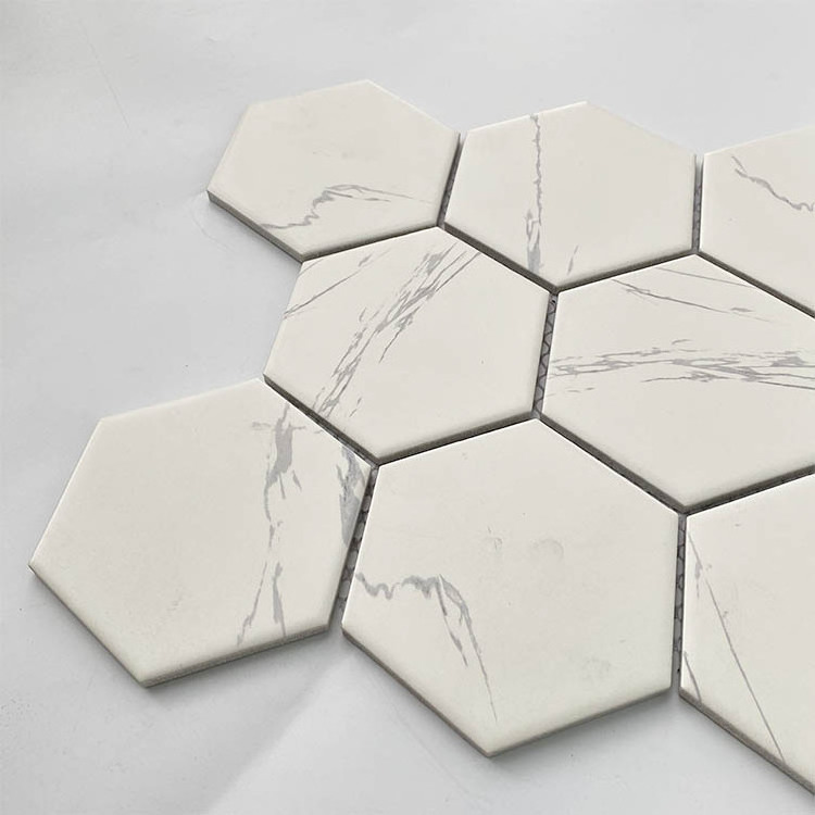 Hasin regular hexagon white marble mosaic wall and floor ceramic tiles