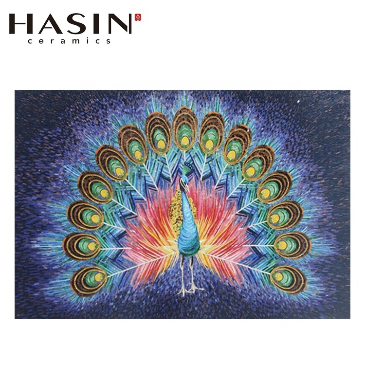 Hasin New Pattern Glass Mosaic Wall Mural Peacock Mosaic Pattern Tile (Peacock Pattern)