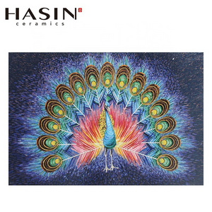 Hasin New Pattern Glass Mosaic Wall Mural Peacock Mosaic Pattern Tile (Peacock Pattern)