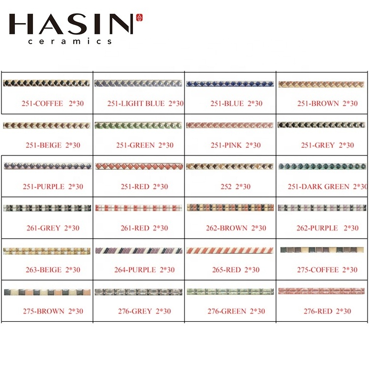 Hasin Free Sample Interior Pencil Decorative Border Strips Ceramic Tile Trim 30x300mm Large Format Porcelain Tile Industrial