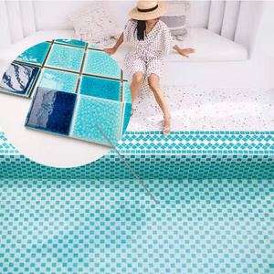 Colors Ceramic Swimming Pool Tile For Hotel Pool  Ice Crack Square Mix Blue Porcelain Swimming Pool Mosaic