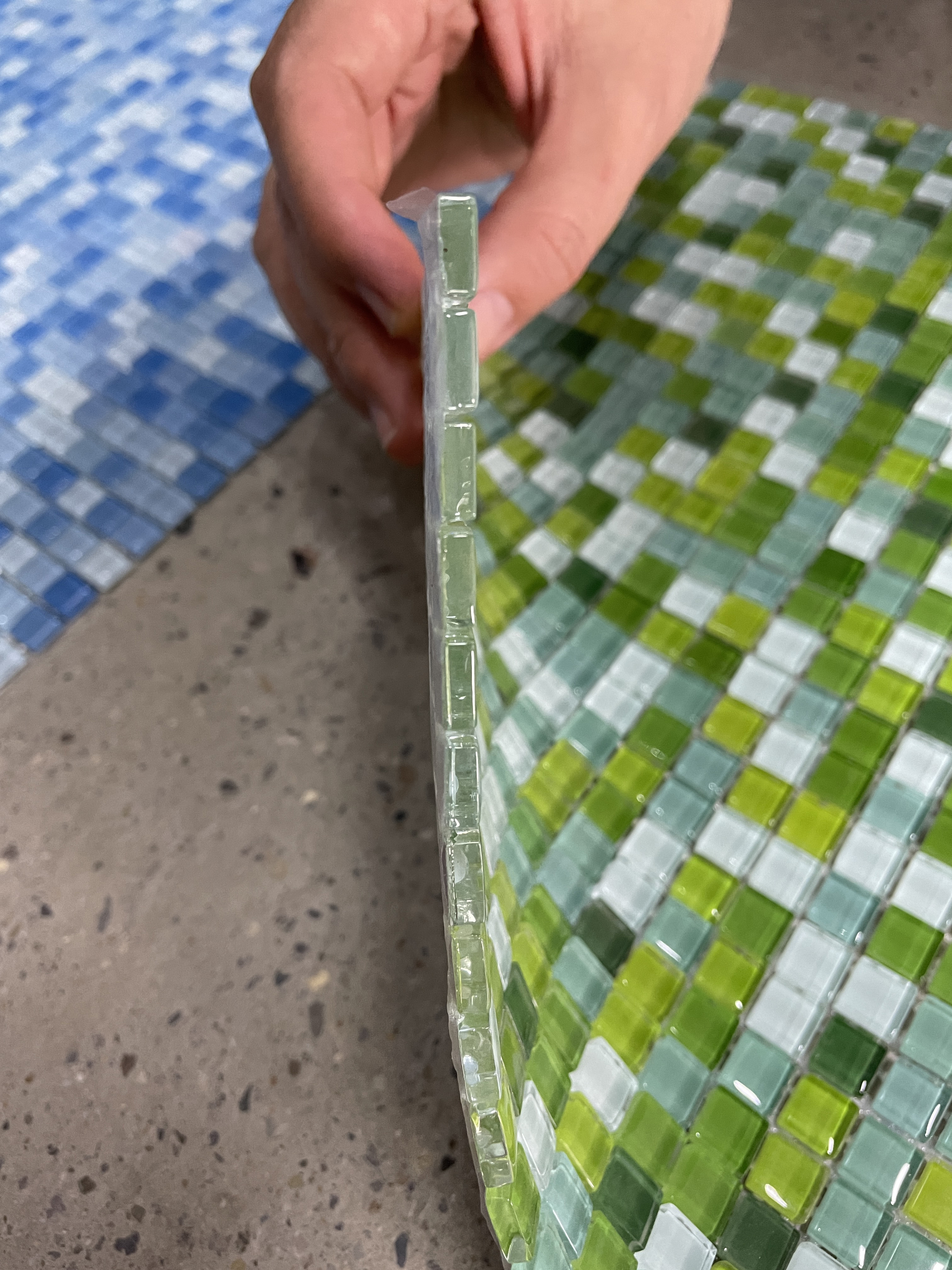 Hasin Crystal Blue Colorful Mosaic Glass Square 305*305mm Hot Sale Backsplash For Swimming Pool Tile