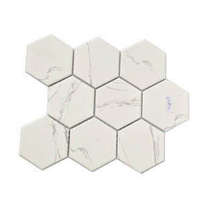 Hasin regular hexagon white marble mosaic wall and floor ceramic tiles