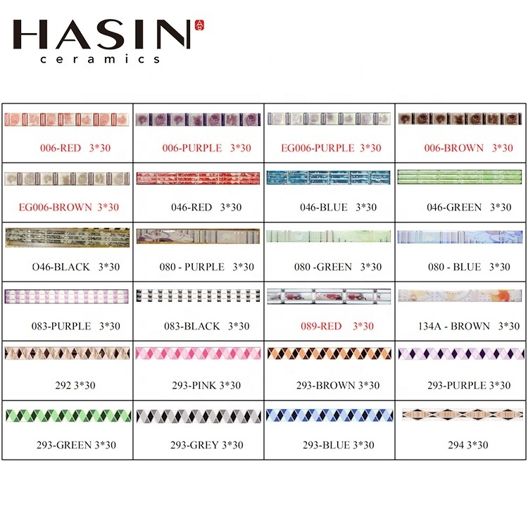 Hasin Free Sample Interior Pencil Decorative Border Strips Ceramic Tile Trim 30x300mm Large Format Porcelain Tile Industrial