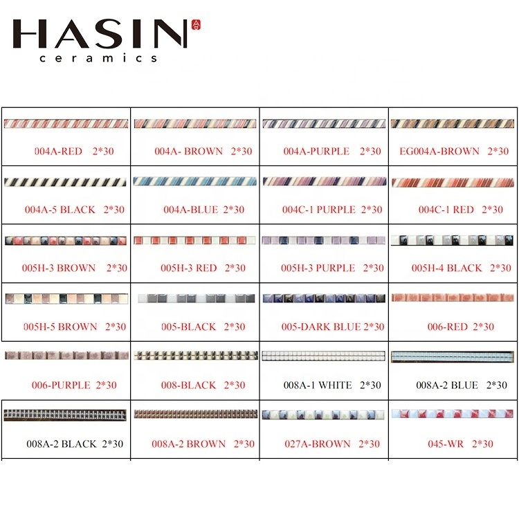 Hasin Free Sample Interior Pencil Decorative Border Strips Ceramic Tile Trim 30x300mm Large Format Porcelain Tile Industrial