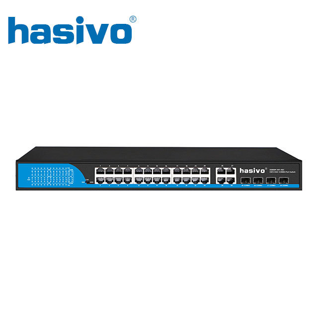 24 Port PoE Fast Ethernet  Switch 24 Port PoE Switch with Gigabit COMBO Network Switch for IP Camera and wireless AP