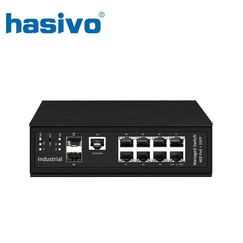 8 Port PoE Full Gigabit Industrial Managed PoE Ethernet Switch with 2 SFP DIN Rail Network Switch 24V/48V BT_90W PoE Switch