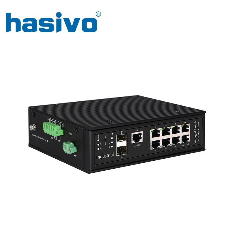 8 Port PoE Full Gigabit Industrial Managed PoE Ethernet Switch with 2 SFP DIN Rail Network Switch 24V/48V BT_90W PoE Switch