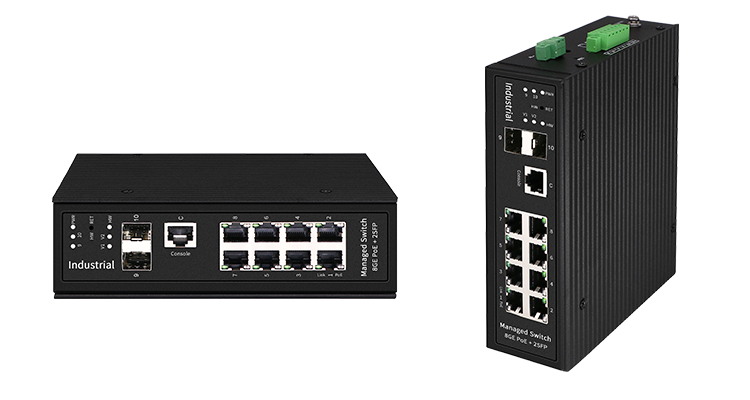 8 Port PoE Full Gigabit Industrial Managed PoE Ethernet Switch with 2 SFP DIN Rail Network Switch 24V/48V BT_90W PoE Switch