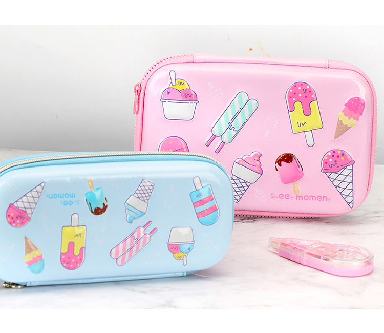 Large Capacity Hardtop 3D Ice Cream Pencil Box Pencil Holder School Supply Organizer for Kids