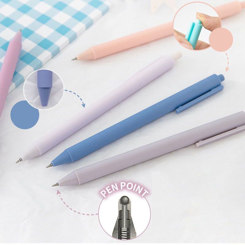 New Arrival creative Macaron Ice cream gel pen set matte simple solid colour black pen 5pcs