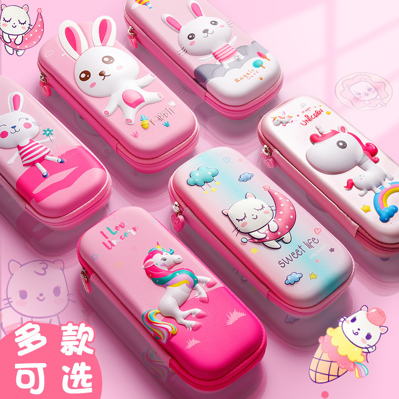 Cartoon Waterproof Pencil Case Girls Pupils Cute Pencil Box Wholesale Multifunctional 3D Stereo Pencil Case