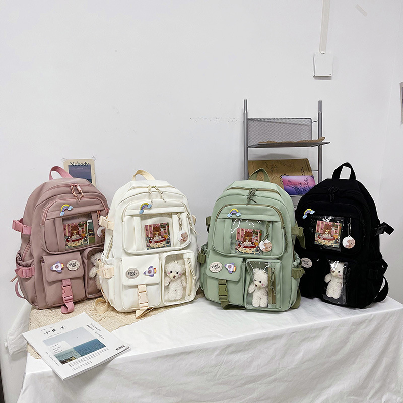 New Style Lightweight Backpack with Large Capacity High School Student School Bag Casual Fresh Girls Rabbit Pattern Backpack