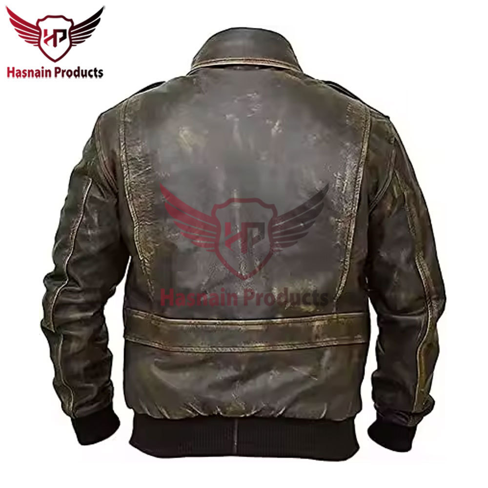 Men's High Quality Genuine Leather Bomber Jacket - Stylish Motorcycle Windbreaker Jacket with Exceptional Design - Wholesale