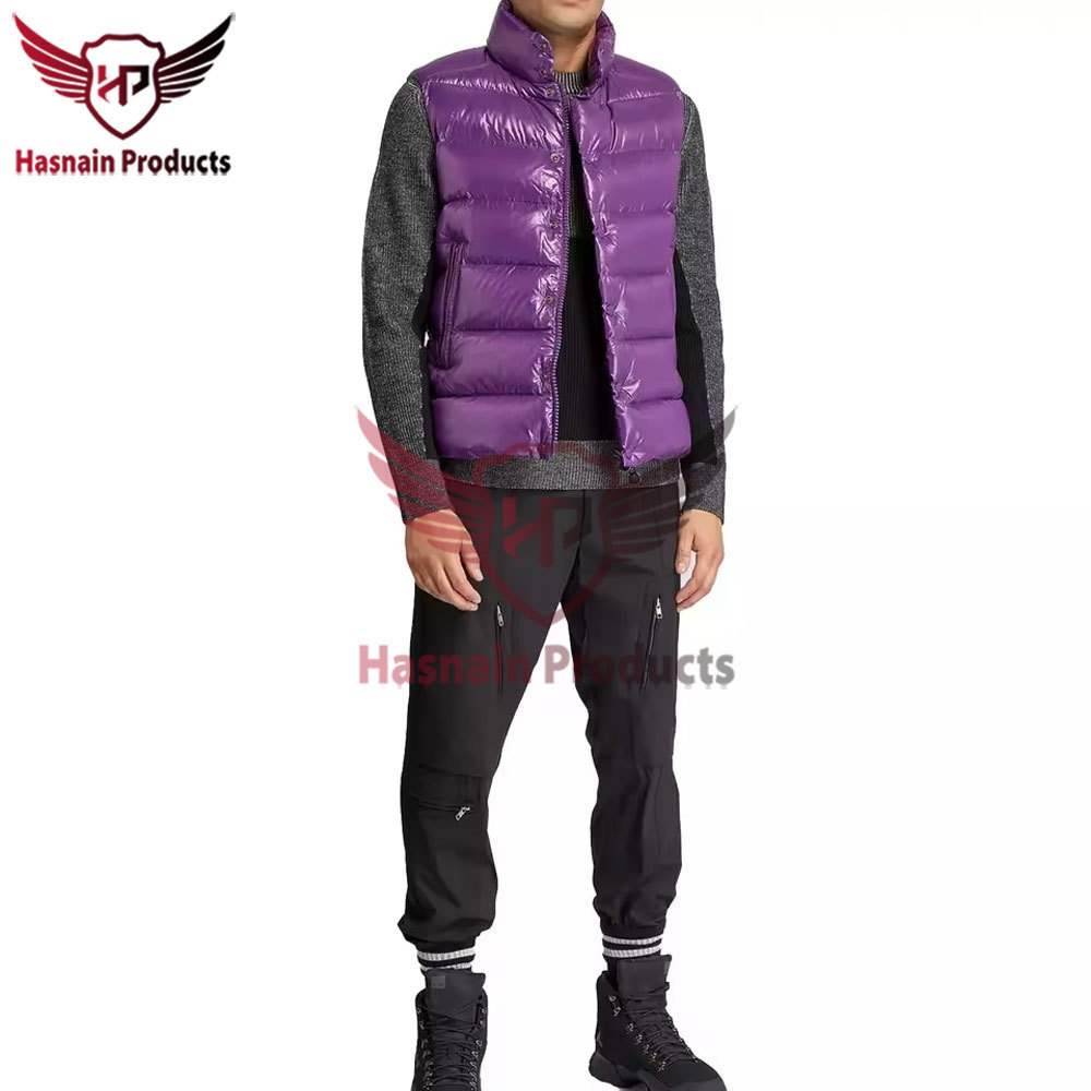 Fashionable Sleeveless Puffer Vest for Boys in Pink Color, Nylon Streetwear Waistcoat, Trendy Kids' Outerwear