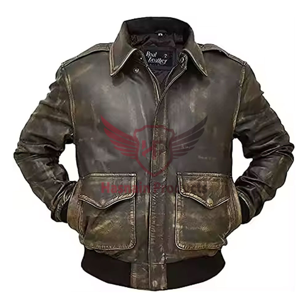 Men's High Quality Genuine Leather Bomber Jacket - Stylish Motorcycle Windbreaker Jacket with Exceptional Design - Wholesale