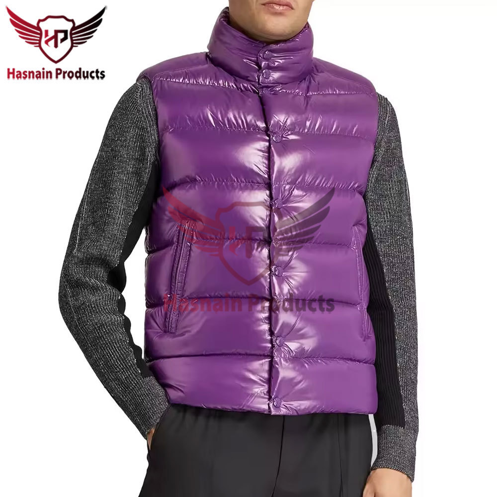 Fashionable Sleeveless Puffer Vest for Boys in Pink Color, Nylon Streetwear Waistcoat, Trendy Kids' Outerwear