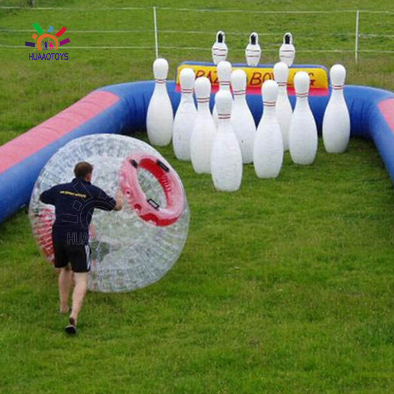 Adult Outdoor Games Inflatable Bowling Pin And Ball Inflatable Bowling Lane Game