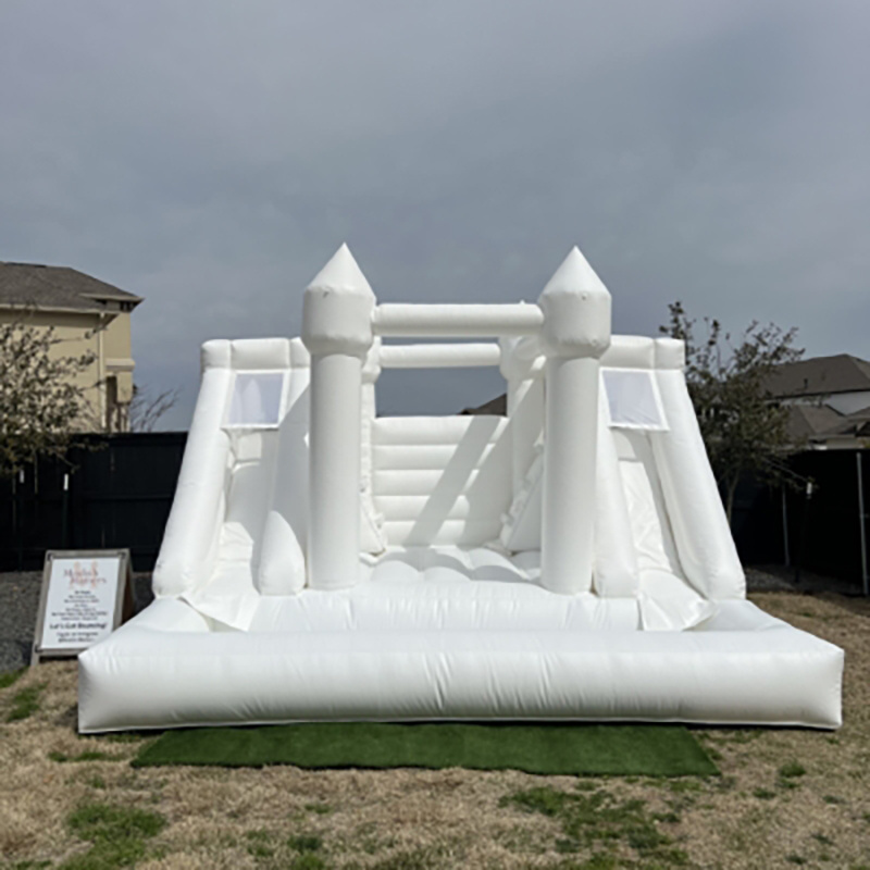 Double lane White Bounce House Inflatable Wedding Bouncer Castle with Ball Pool Slide Pit for Rental