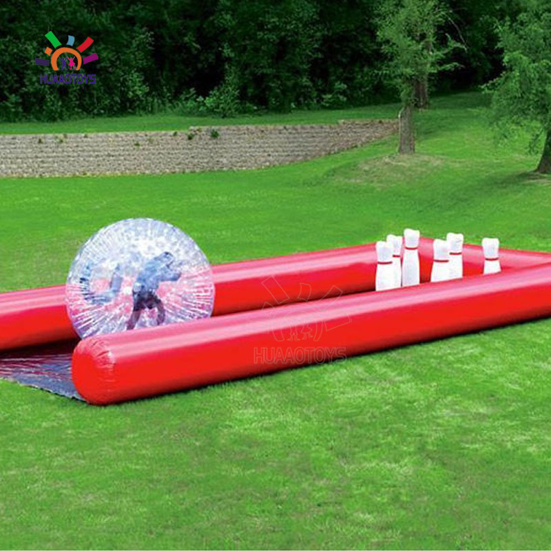 Adult Outdoor Games Inflatable Bowling Pin And Ball Inflatable Bowling Lane Game