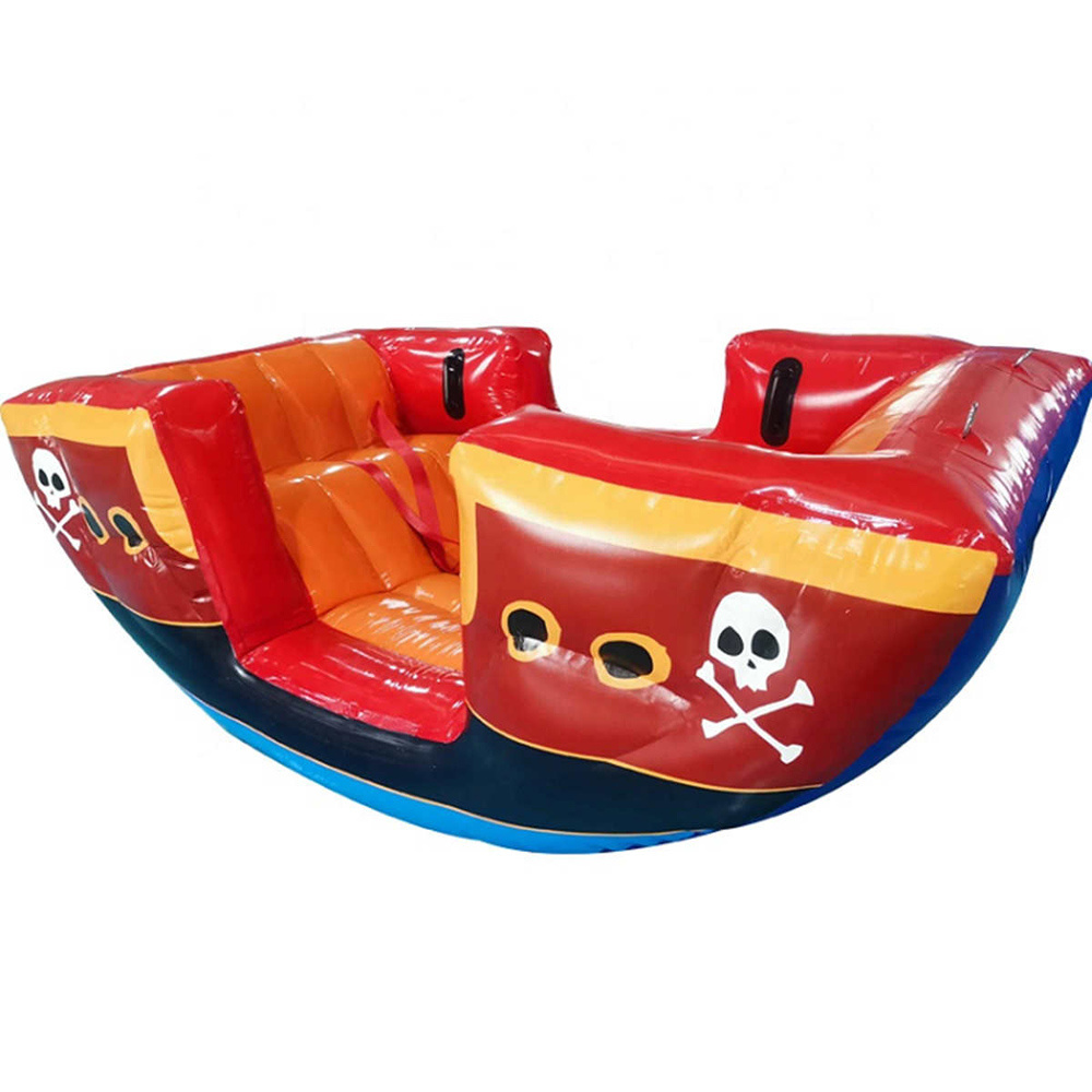 Outdoor Indoor Air Sealed 4 Seats Inflatable Pirate Ship Seesaws Boat Games Inflatable Viking Seesaw For Kids