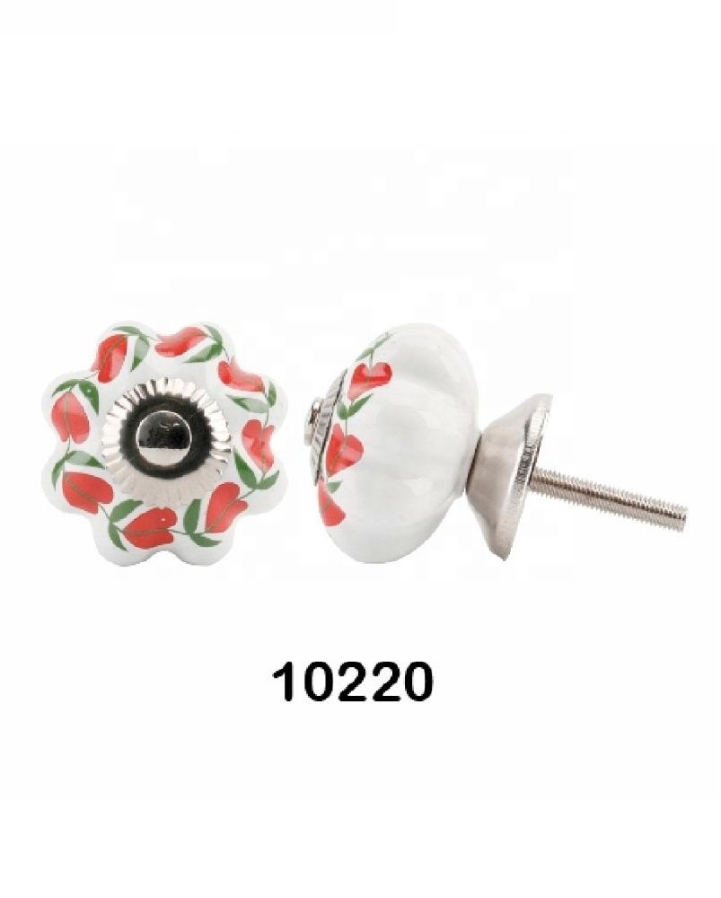 Button Printed Ceramic drawer pull handle bathroom wardrobe and dresser Knob Ceramic cheap and best modern door knobs