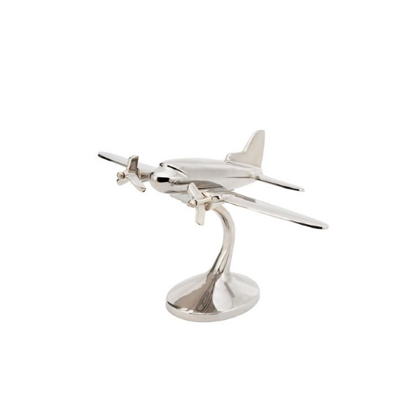 Aluminum Concorde Sculpture Silver Finished Modern Design Aluminium Aeroplane On Stand Small Metal Decorative Aircraft For Sale