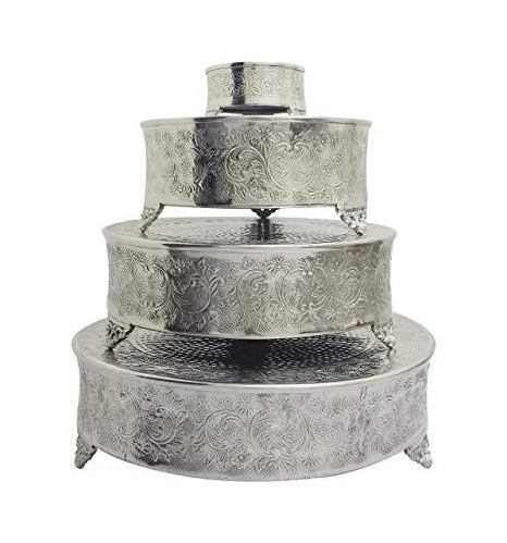 Aluminum Round Cake Stand Set Of 4 backing accessories cake making tool with Silver Polish Home Decorative