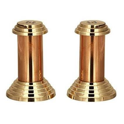 Fancy Brass Salt &  Pepper Shakers for Dining with Mother Pearl Finished Design Brass Salt Pepper for Home and Kitchen