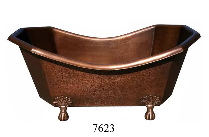 New Arrival U Shape Design Decorative Bathtub with Hooks and Copper Antique Plated Bathroom Tub for Bathing