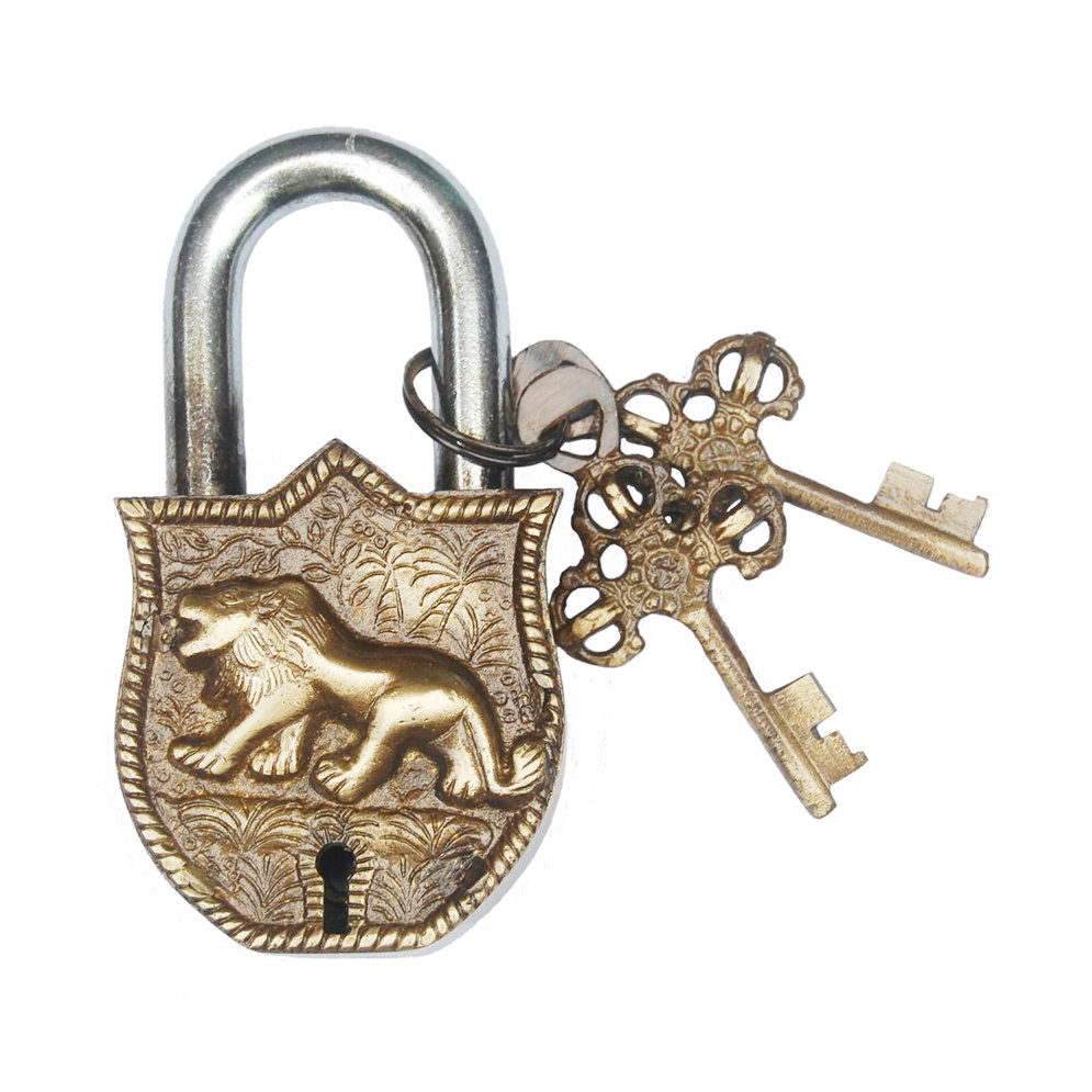 New Design Antique Brass Lion Lock wholesale antique Padlock customized solid metal locks