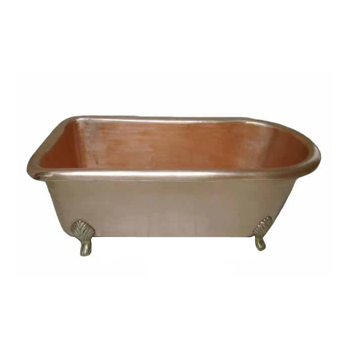 New Arrival U Shape Design Decorative Bathtub with Hooks and Copper Antique Plated Bathroom Tub for Bathing