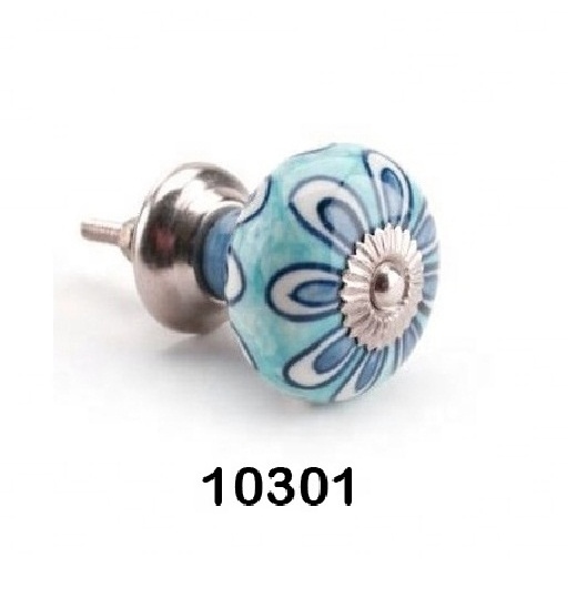 Modern Design Grey / Blue / White Flower ceramic knob wardrobe handle premium quality Cabinet handle In Ceramic For Sale