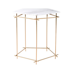 Golden Iron frame Side table with marble top modern Iron Coffee tables Cocktail metal tables wire Furniture wholesale