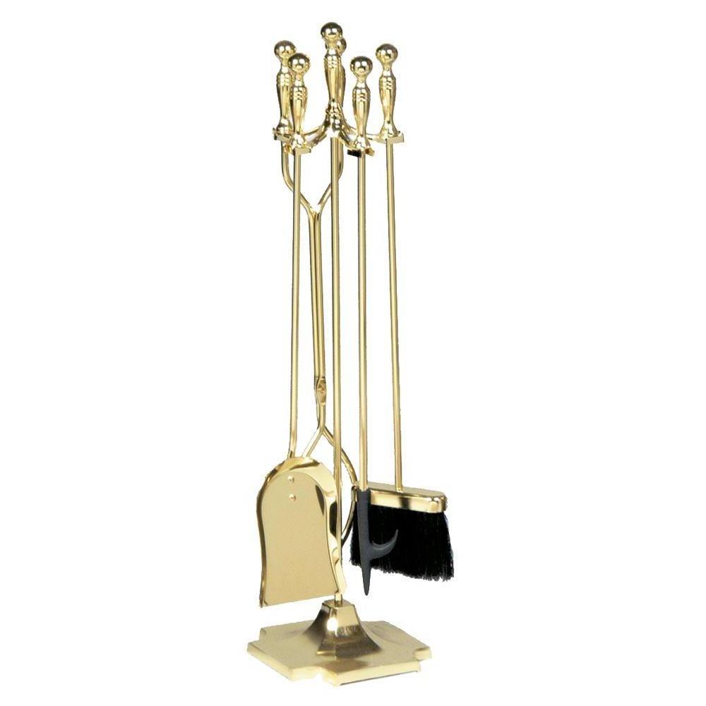 Exclusive Brass Metal Fireplace Tool Set with holder Vintage Shovel Brush Chimney Poker Fire Accessories Kit for sale