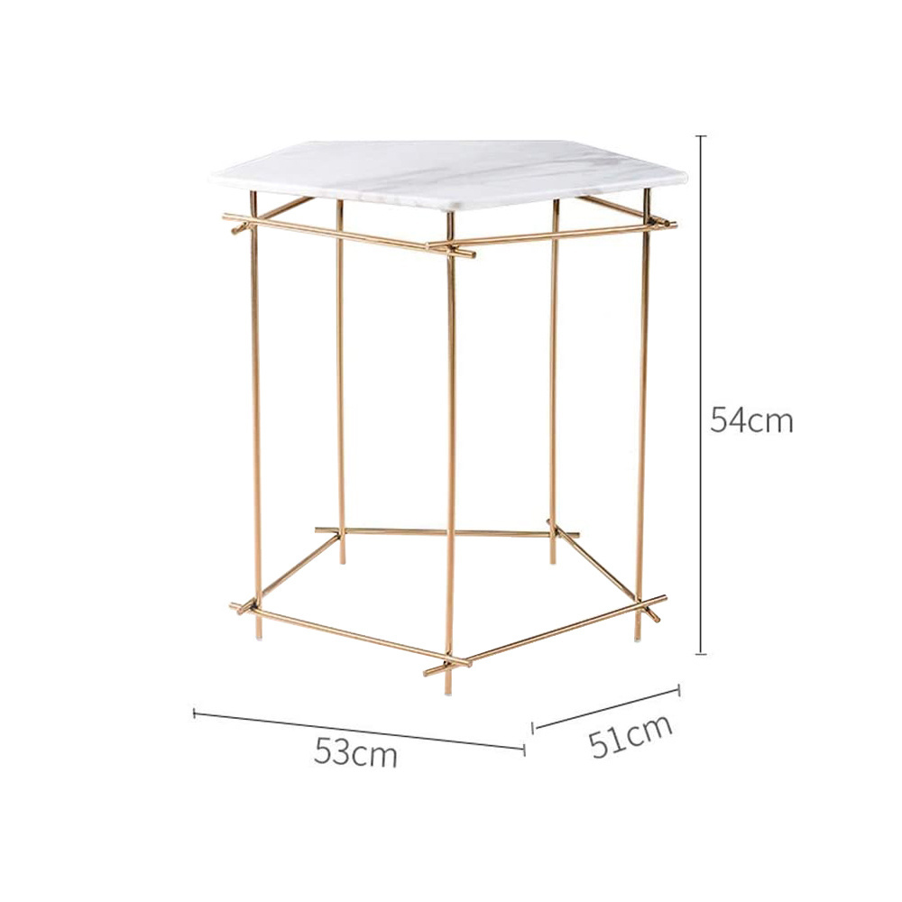 Golden Iron frame Side table with marble top modern Iron Coffee tables Cocktail metal tables wire Furniture wholesale