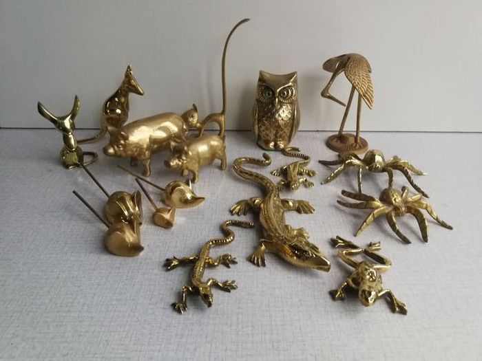 Brass Animals Figures Statues with Shiny polish small baby sculpture for home table Decorative figure