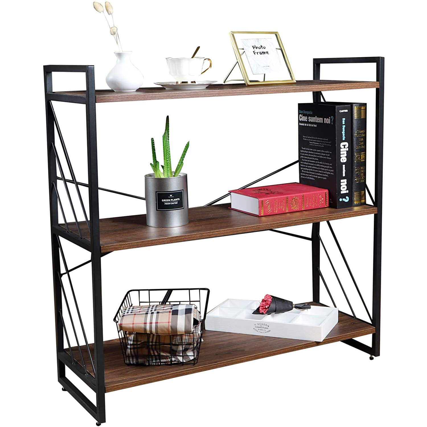 Industrial 2 tier wall shelving unit rustic floating wall mounted bookshelfe  industrial furniture Wall rack For home and office